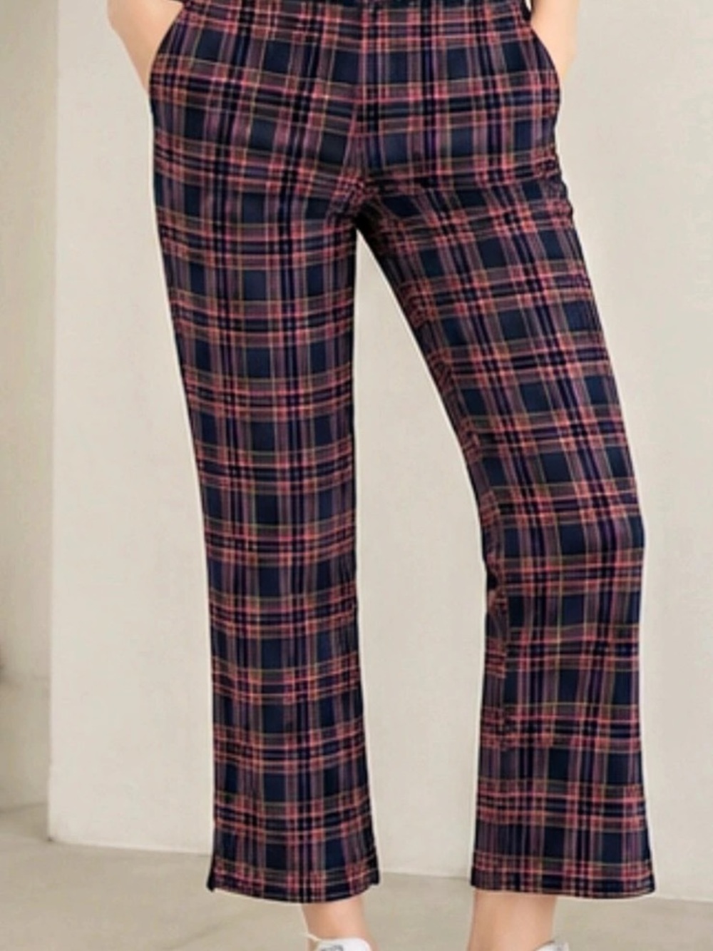Urban Outfitters Plaid Wide Leg Pants in Blue & Pink